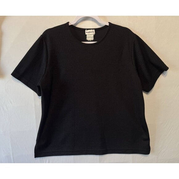 Bon Worth Tops - Vtg Bonworth Women's Black Short Sleeved Round Neck Size PL Polyester Top